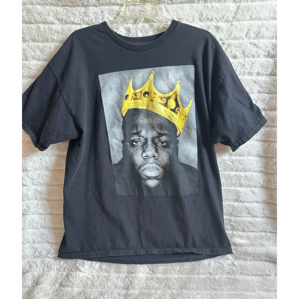 Men's Notorious BIG Crown Black Hip Hop Graphic T-shirt, Size XL